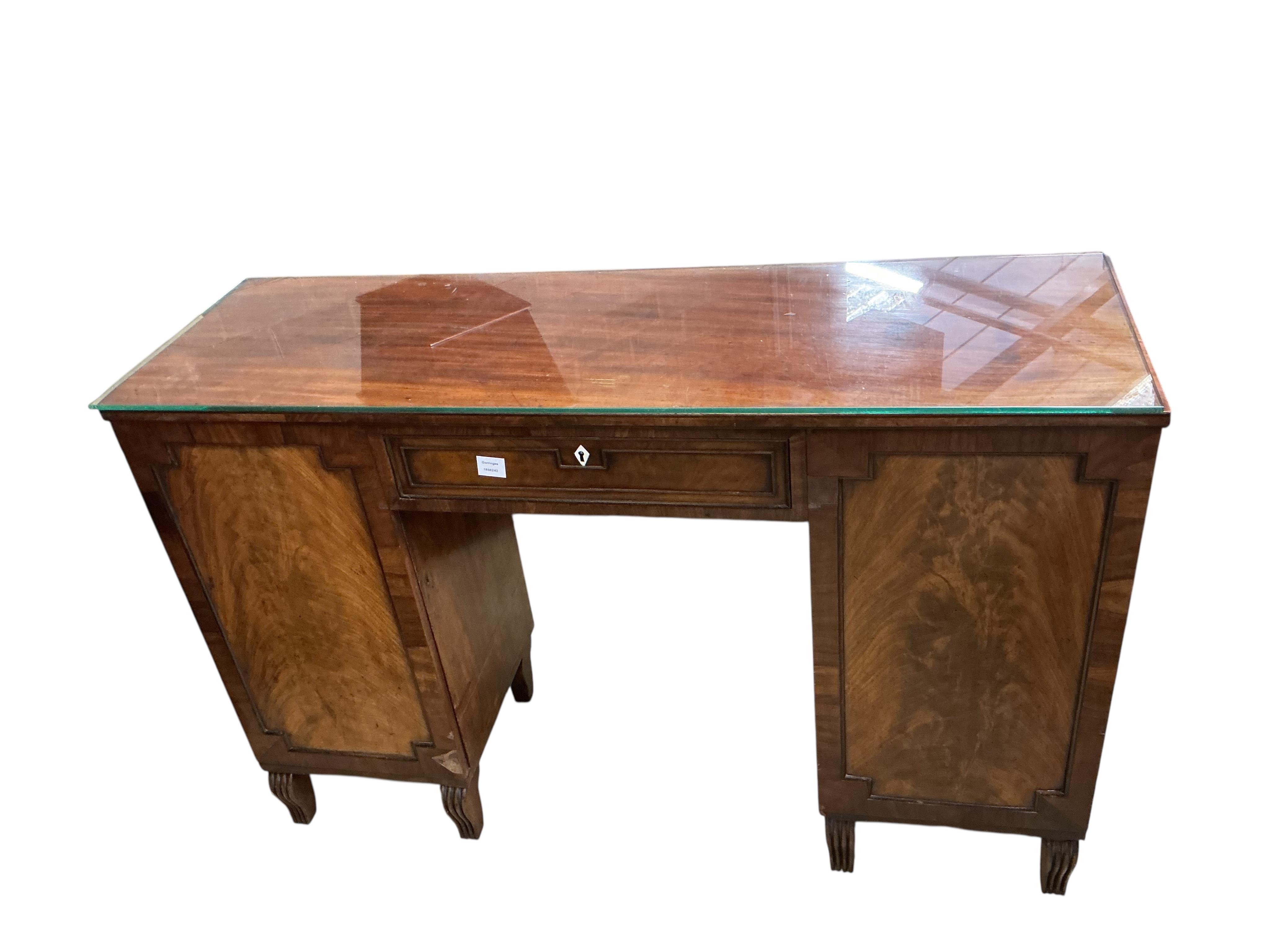 A Regency mahogany pedestal sideboard, width 140cm, depth 46cm, height 91cm